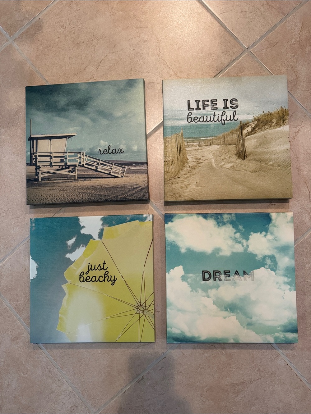 Coastal Wall Art Set - Blue, Teal & Sand Beach Prints